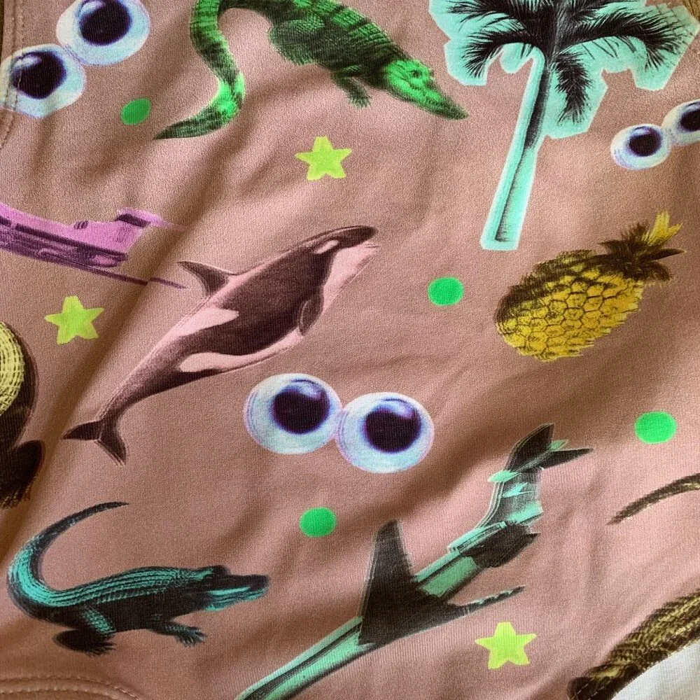 Stella McCartney Novelty Print Tropical & Seal Life One Piece Swimsuit